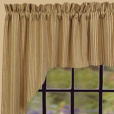 Black Nutmeg York Ticking Swag Lined SW880011 - The Fox Decor